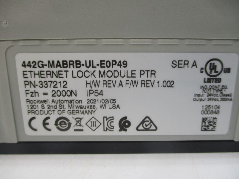 ALLEN BRADLEY 442G-MABRB-UL-E0P49 SER. A REV. 1.002 NSMP