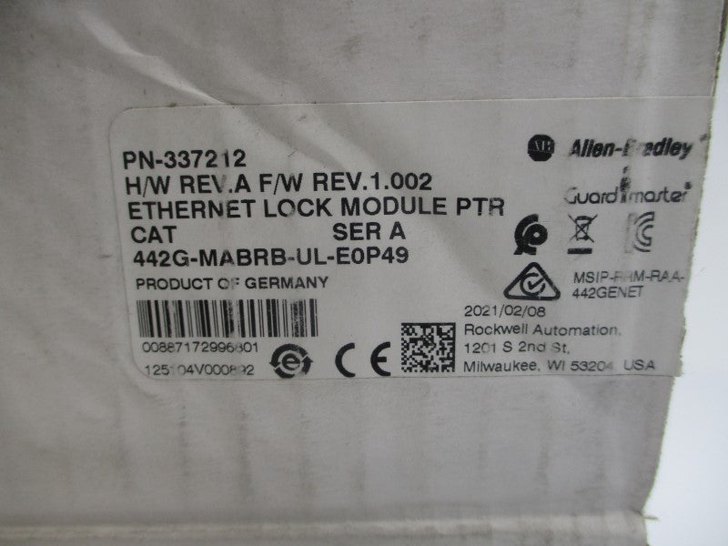 ALLEN BRADLEY 442G-MABRB-UL-E0P49 SER. A REV. 1.002 NSMP