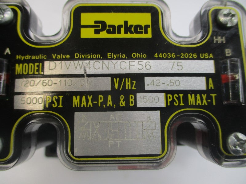 PARKER D61VW1C4NYCF56775 110/120V .42-.50A 1500/3000PSI NSNP