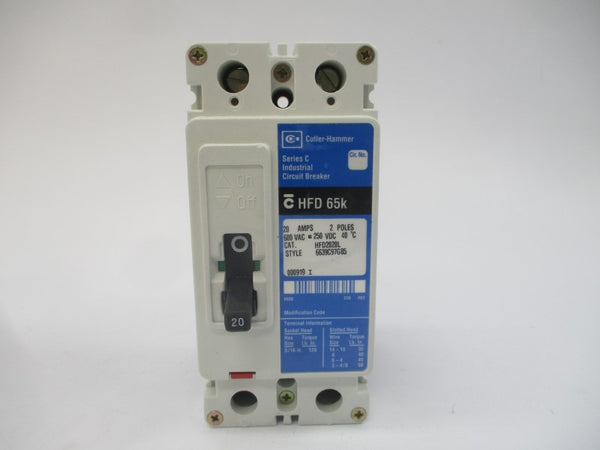 CUTLER HAMMER HFD2020L 6639C97G85 SER. C 600VAC 20A NSMP