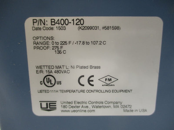 UNITED ELECTRIC CONTROLS B400-120 480VAC 15A NSMP