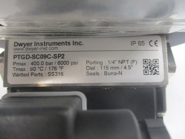 DWYER INSTRUMENTS PTGD-SC09C-SP2 30V 0.3A 400.0/6000PSI 1/4" NSMP