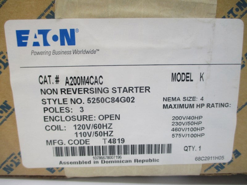 EATON A200M4CAC 5250C84G02 110/120V 770A NSMP
