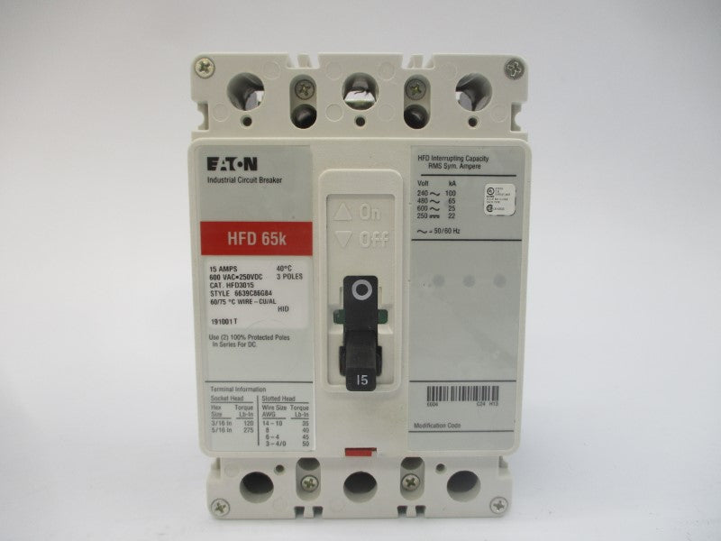 EATON HFD3015 SER. C 600VAC 15A NSMP