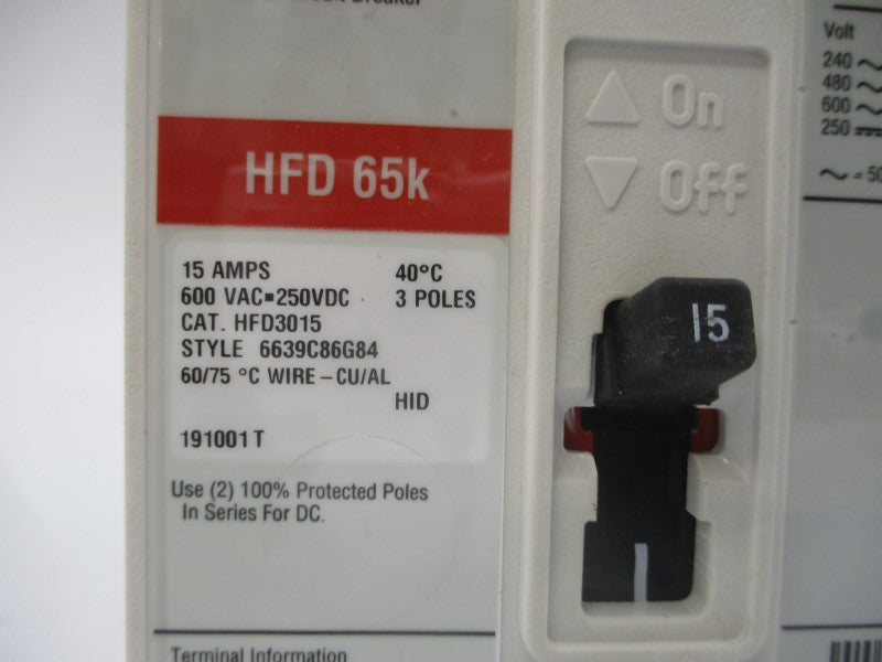 EATON HFD3015 SER. C 600VAC 15A NSMP