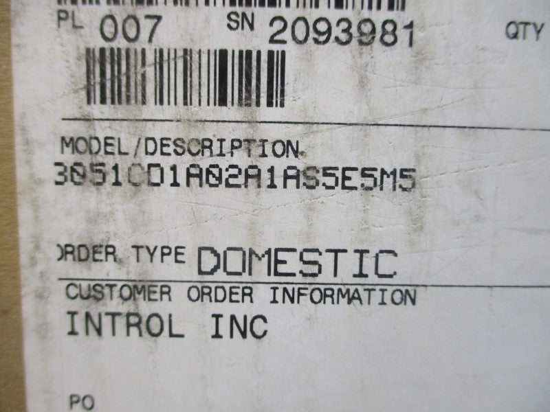 ROSEMOUNT 3051CD1A02A1AS5E5M5 10.5-55VDC 2000PSI NSMP