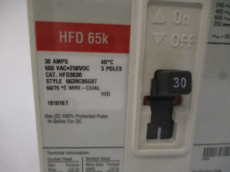 EATON HFD3030 SER. C 600VAC 30A NSMP