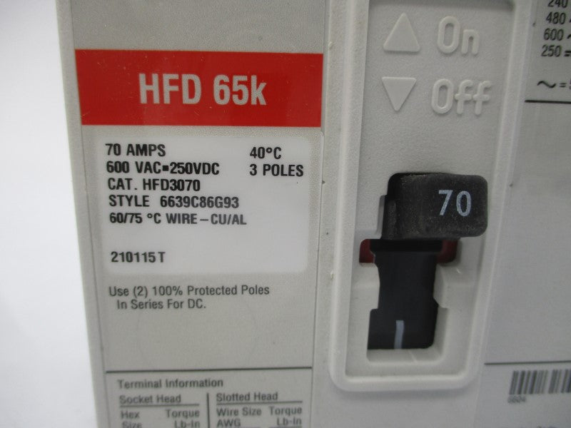EATON HFD3070 SER. C 600VAC 70A NSMP