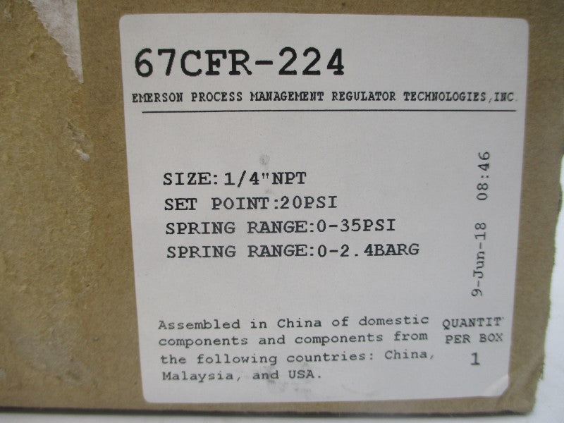 FISHER 67CFR-224 0-35PSI 1/4" NSMP
