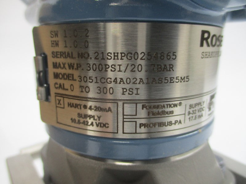 ROSEMOUNT 3051CG4A02A1AS5E5M5 10.5-42.4VDC 300PSI NSMP