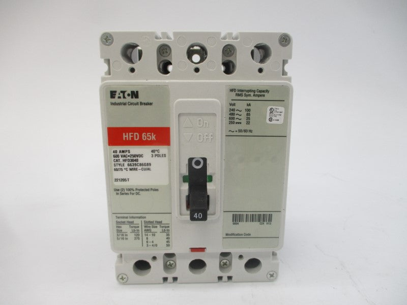 EATON HFD3040 SER. C 600VAC 40A NSMP