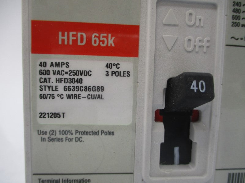 EATON HFD3040 SER. C 600VAC 40A NSMP