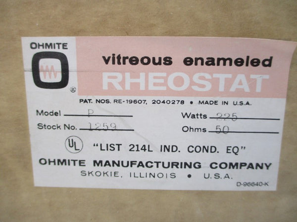 OHMITE MODEL P 1259 NSMP