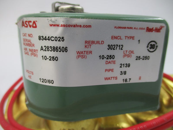 ASCO 8344C025 120V 10-250PSI 3/8" NSMP