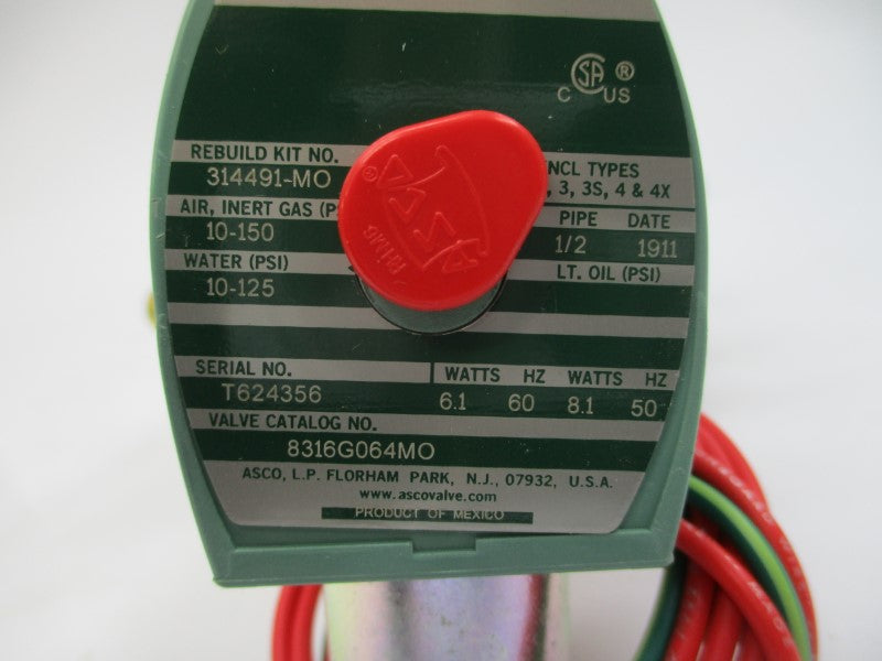 ASCO 8316G064MO 110/120V 10-150PSI 1/2" NSMP