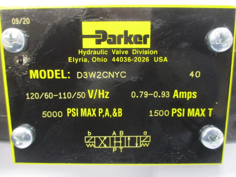 PARKER D3W2CNYC 110/120V 0.79-0.93A 1500/5000PSI NSMP