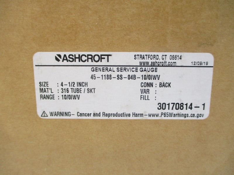 ASHCROFT 45-1188-SS-04B-10/0IWV 4-1/2" NSMP