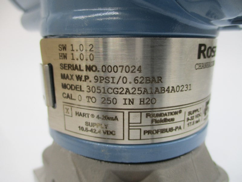 ROSEMOUNT 3051CG2A25A1AB4A0231 10.5-42.4VDC 9PSI NSMP