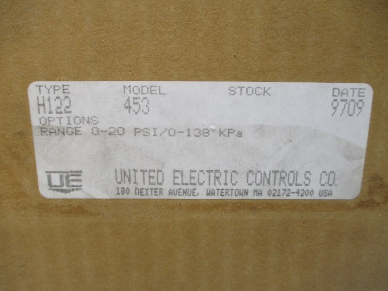 UNITED ELECTRIC H122-453 480VAC 15A 0-20PSI NSMP