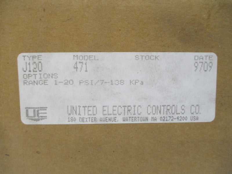UNITED ELECTRIC J120-471 480VAC 15A 1-20PSI NSMP