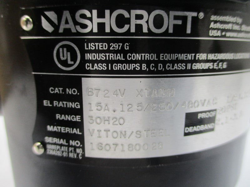 ASHCROFT B724VXTANH 480VAC 15A 20PSI NSMP
