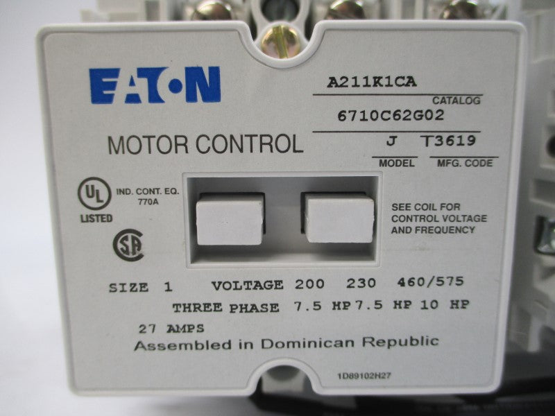EATON A211K1CA 6710C62G02 110/120V 27A NSMP