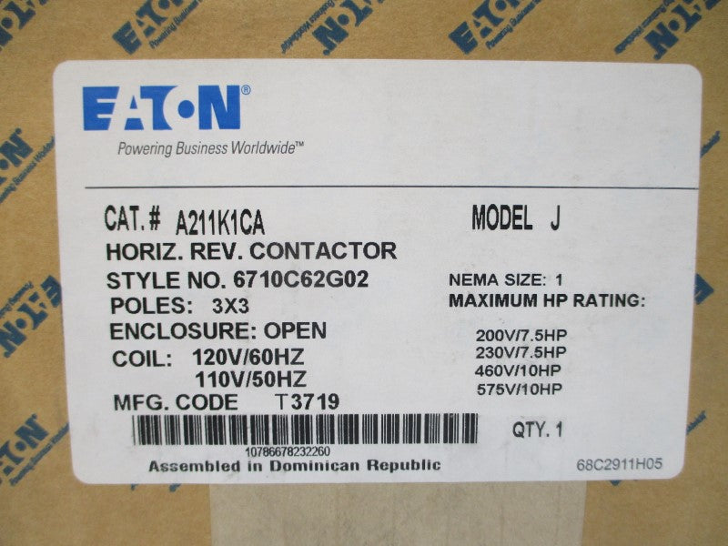 EATON A211K1CA 6710C62G02 110/120V 27A NSMP