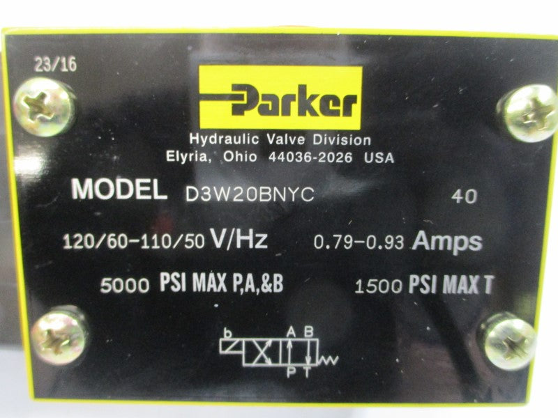 PARKER D3W20BNYC40 110/120V 0.79-0.93A 5000PSI NSMP