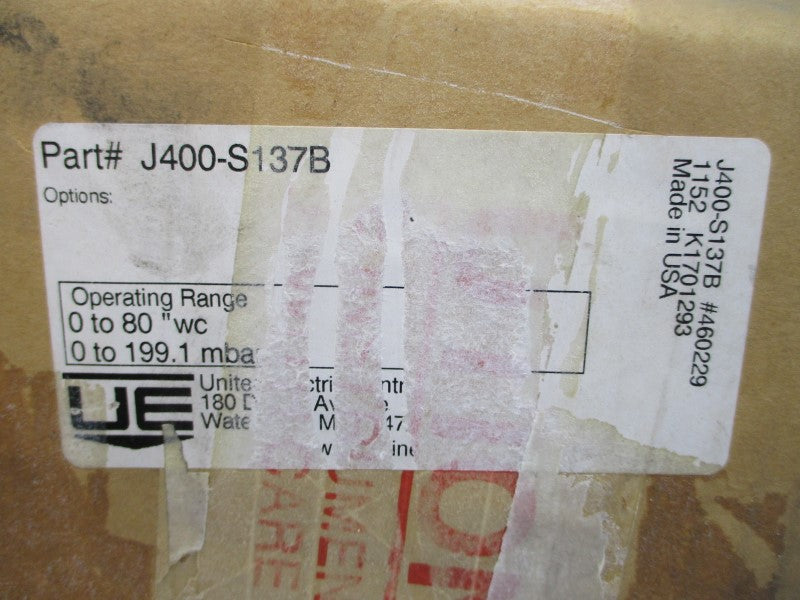 UNITED ELECTRIC J400-S137B 480VAC 15A 5PSI NSMP