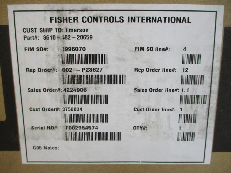 FISHER EMERSON 3610JP 3610-482-20659 3-15PSI NSMP