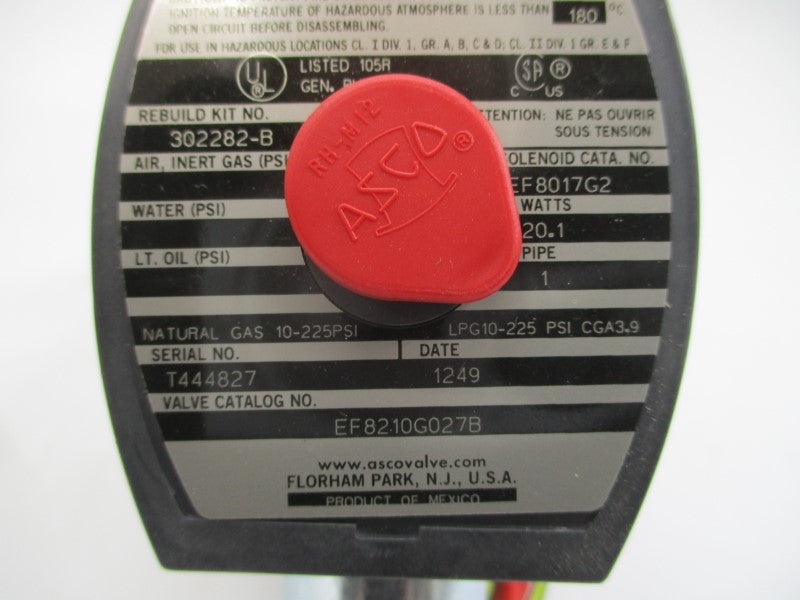 ASCO EF8210G027B 120V 10-225PSI 1" NSMP