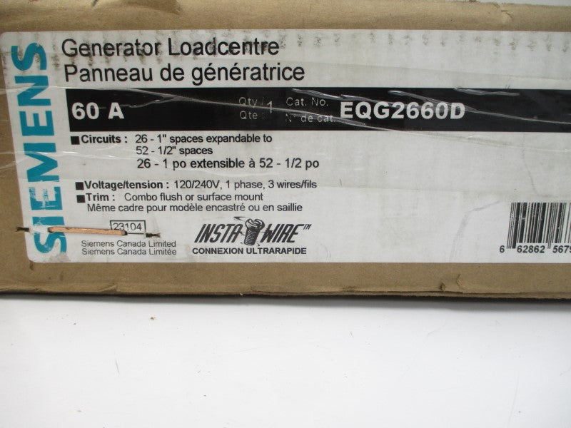 SIEMENS EQG2660D 120/240VAC 60A NSMP