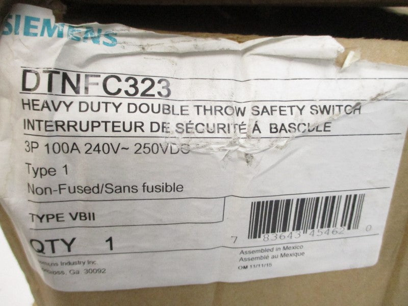 SIEMENS DTNFC323 240VAC 100A NSMP