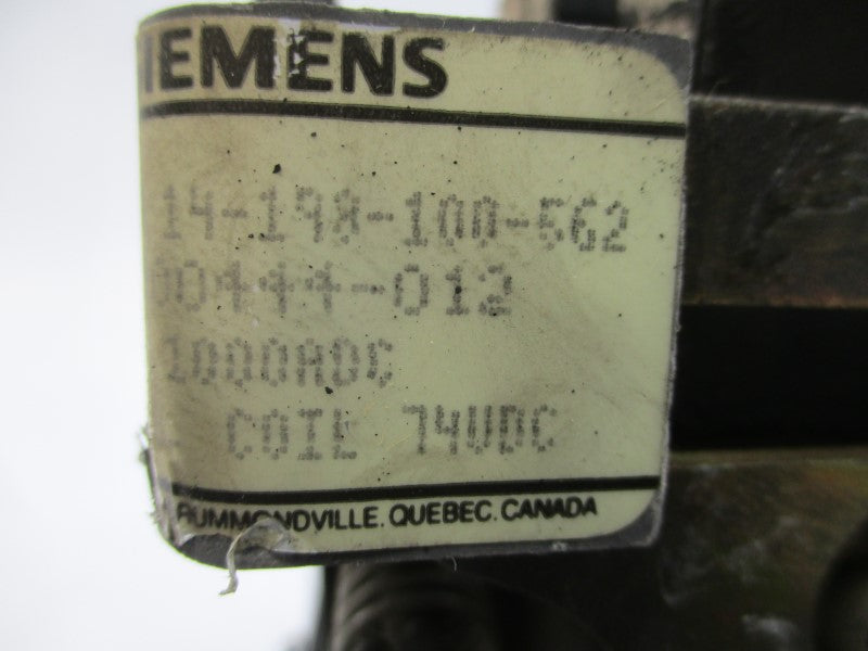 SIEMENS 14-198-100-562 74VDC UNMP