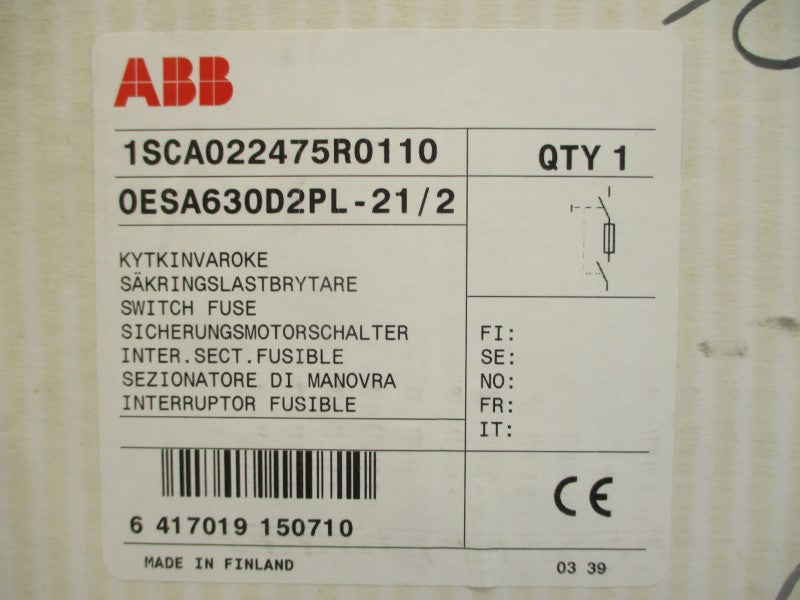 ABB 1SCA022475R0110 OESA630D2PL-21/2 690V 630A NSMP