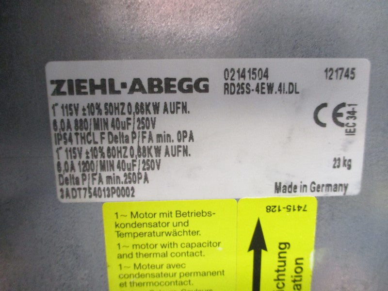 ZIEHL-ABEGG RD25S-4EW.4I.DL 115V 6.0A NSNP