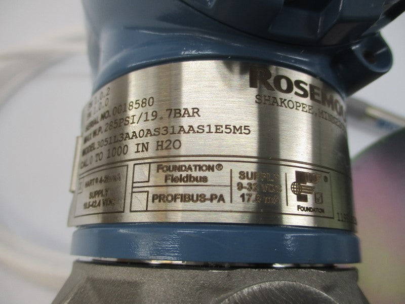 ROSEMOUNT 3051L3AA0AS31AAS1E5M5 10.5-42.4VDC 285PSI NSMP