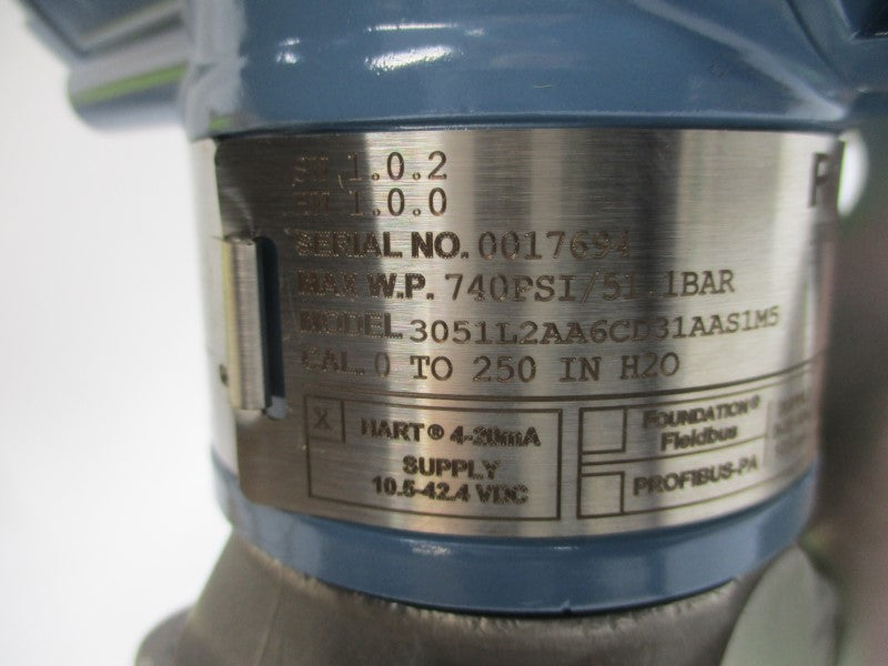 ROSEMOUNT 3051L2AA6CD31AAS1M5 10.5-42.4VDC 740PSI NSMP
