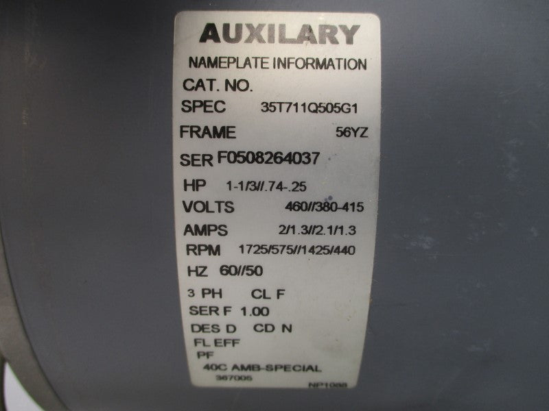 MOTOR 35T711Q505G1 460/380-415V 2/1.3/2.1/1.3A (AS PICTURED) NSNP