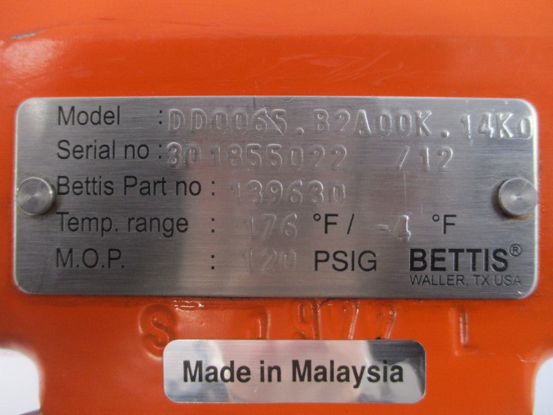 BETTIS AKU3TFZM-FS0 DD0065.B2A00K.14K0 120PSI 1" NSNP