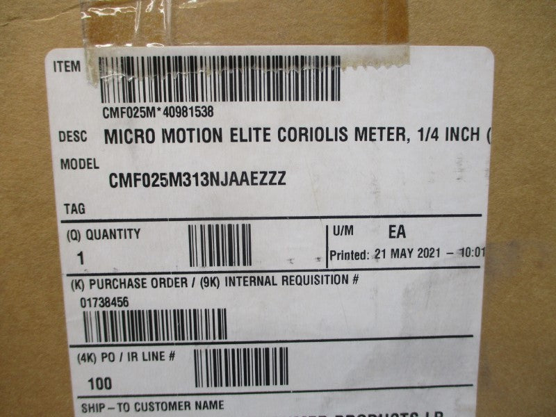 MICRO MOTION CMF025M313NJAAEZZZ 17.3V 275PSI NSMP