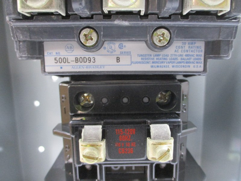 ALLEN BRADLEY 500L-BAD93 SER. B 110/115-120V 30A (BR/YL) NSMP