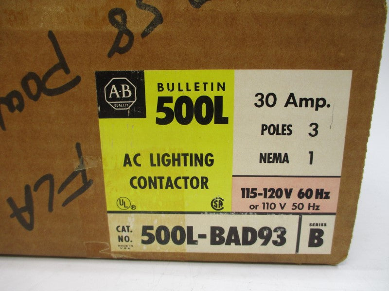 ALLEN BRADLEY 500L-BAD93 SER. B 110/115-120V 30A (BR/YL) NSMP