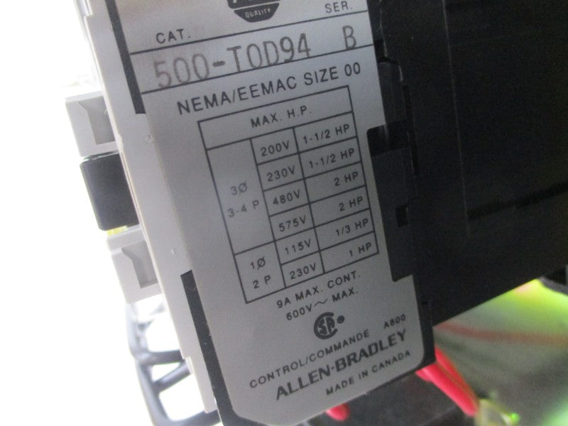 ALLEN BRADLEY 505-TAXD-93 SER. B 600V 9A (BR/YL) NSMP