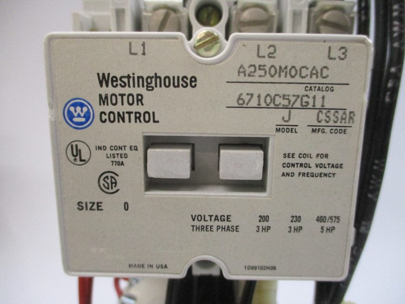 WESTINGHOUSE A250M0CAC 6701C57G11 110/120V NSMP