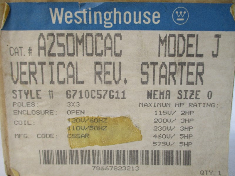 WESTINGHOUSE A250M0CAC 6701C57G11 110/120V NSMP