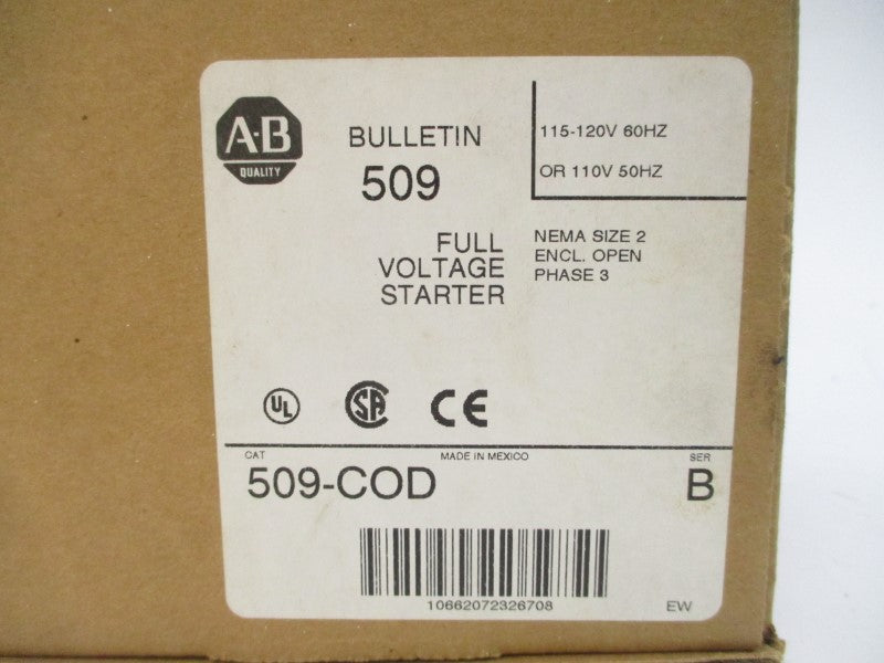 ALLEN BRADLEY 509-COD SER. B 110/115-120V 45A (BR/WH) NSMP