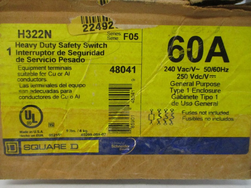 SQUARE D H322N SER. F05 240VAC 60A NSMP