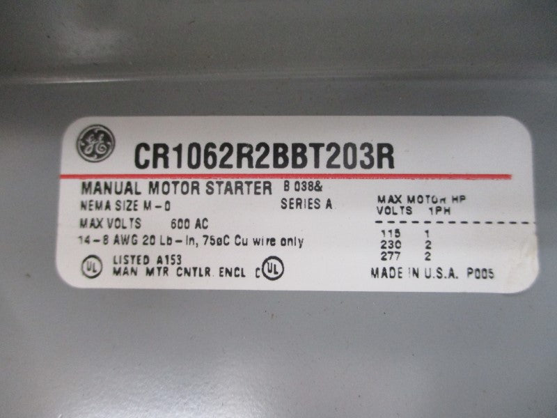 GENERAL ELECTRIC CR1062R2BBT203R SER. A 220/240V NSMP