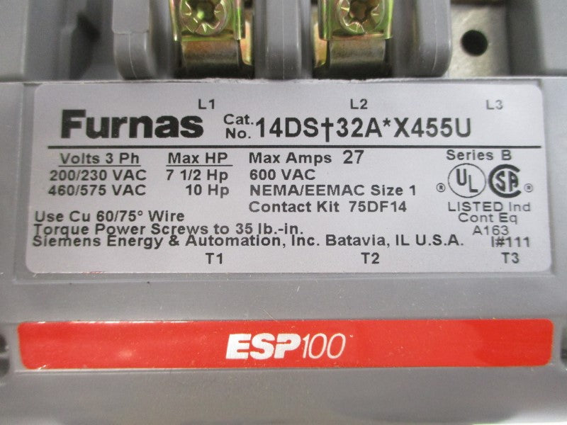 FURNAS 14DSB32AFX455U SER. B 110/120VAC 0.75-3A NSMP